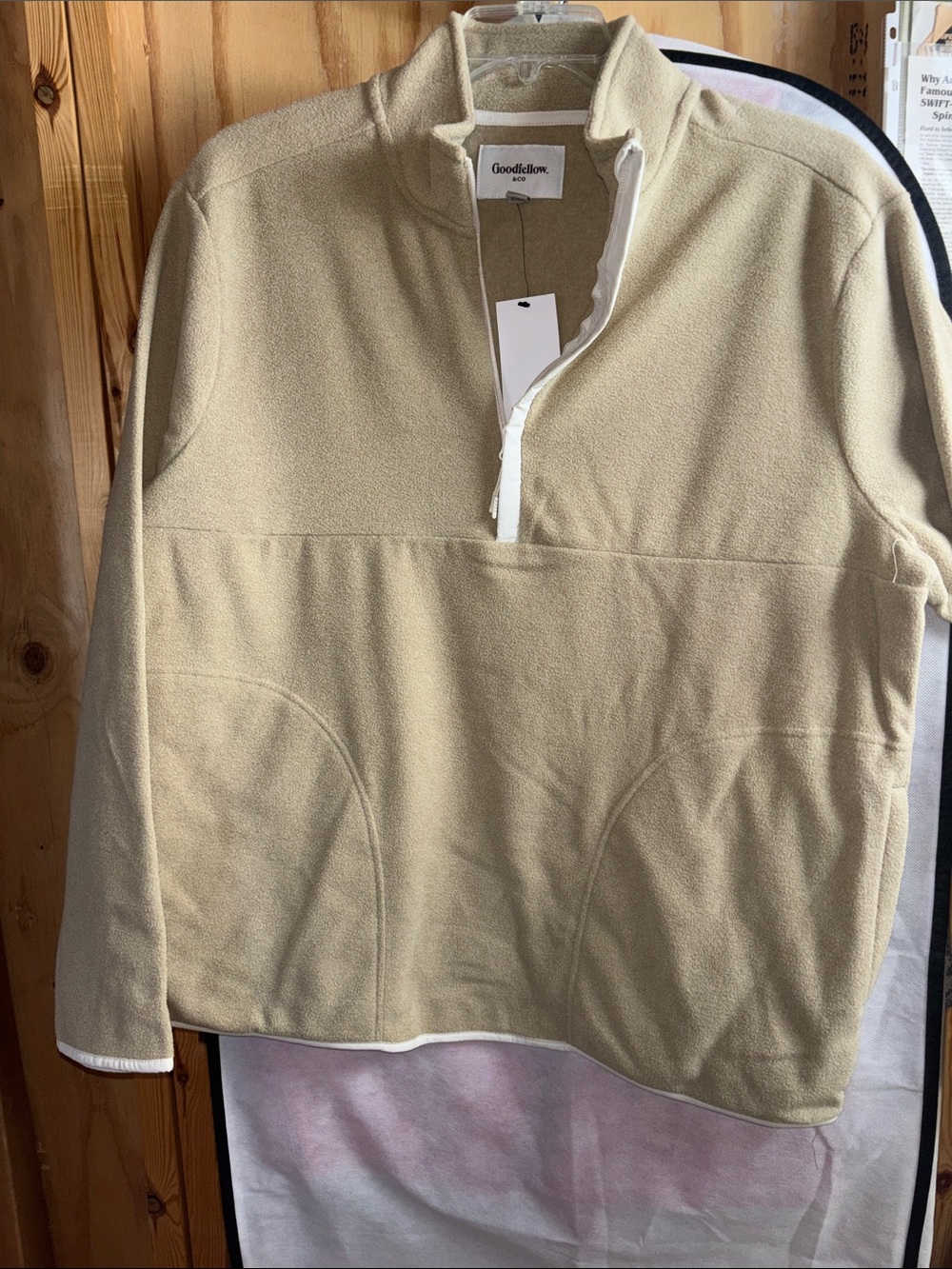 Goodfellow & Co Cream Half-Zip Fleece Pullover